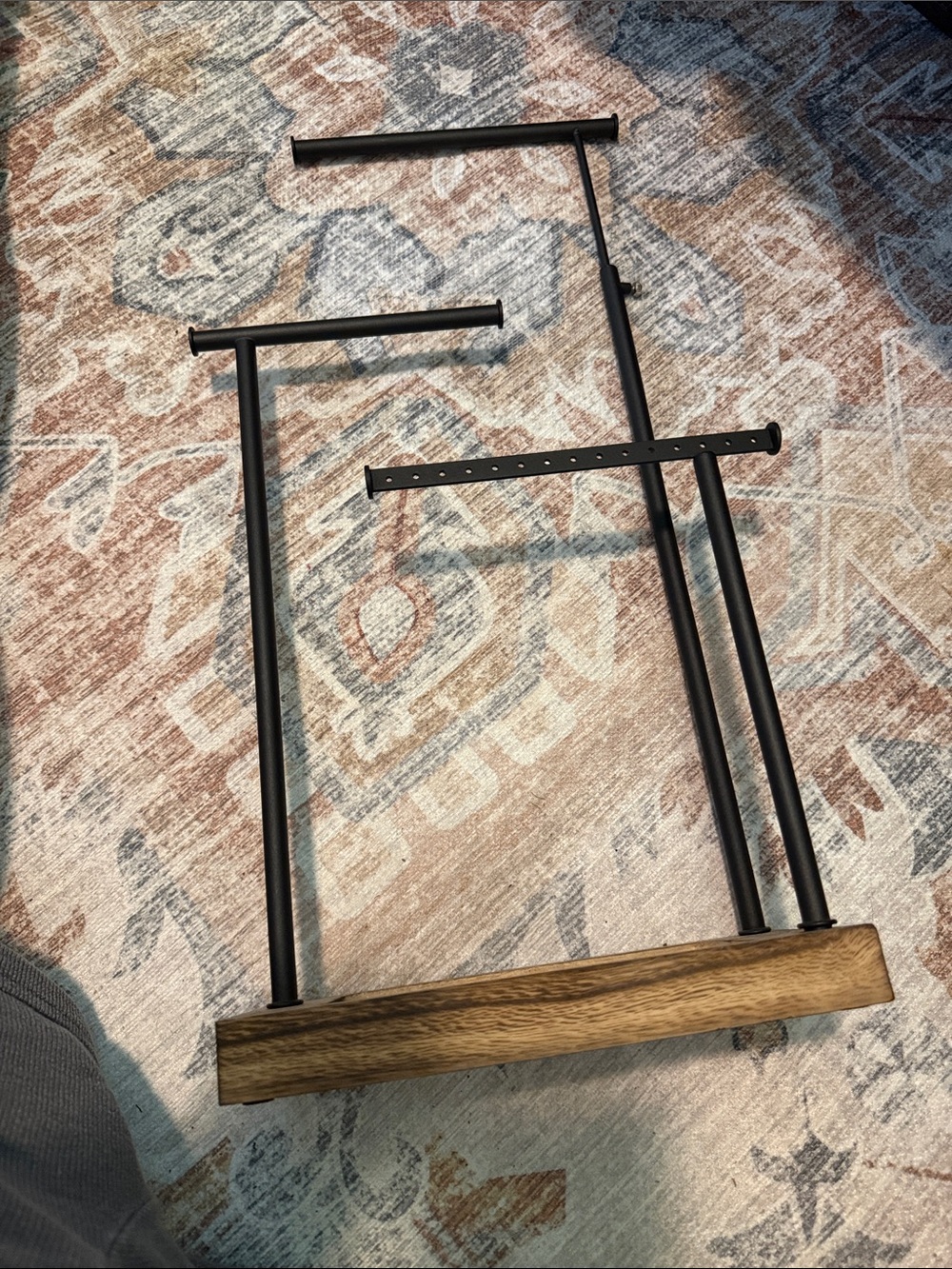 Adjustable Black Metal and Wood Earring Holder